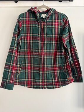 L.L.Bean Plaid Flannel Zip Hoodie